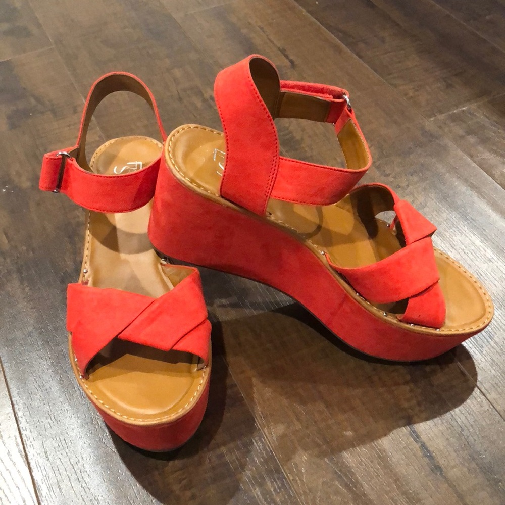 Franco Sarto Red Suede Platform Sandals